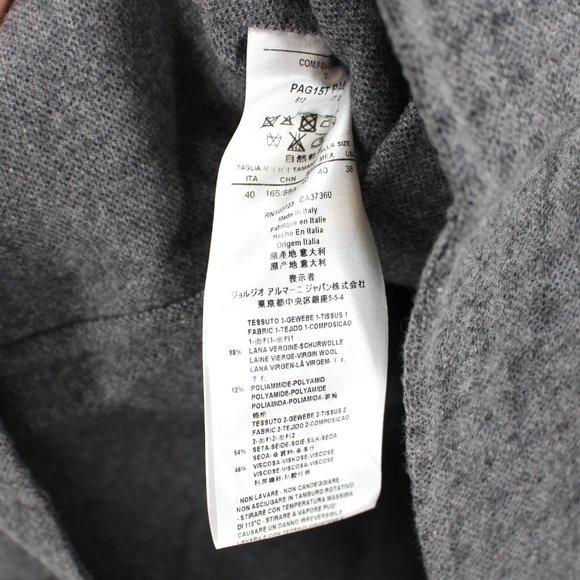 Giorgio Armani Grey Wool Asymmetric Blazer Jacket Silk Lime Green Trim 40 Small - Picture 8 of 8